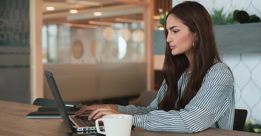 woman using her laptop